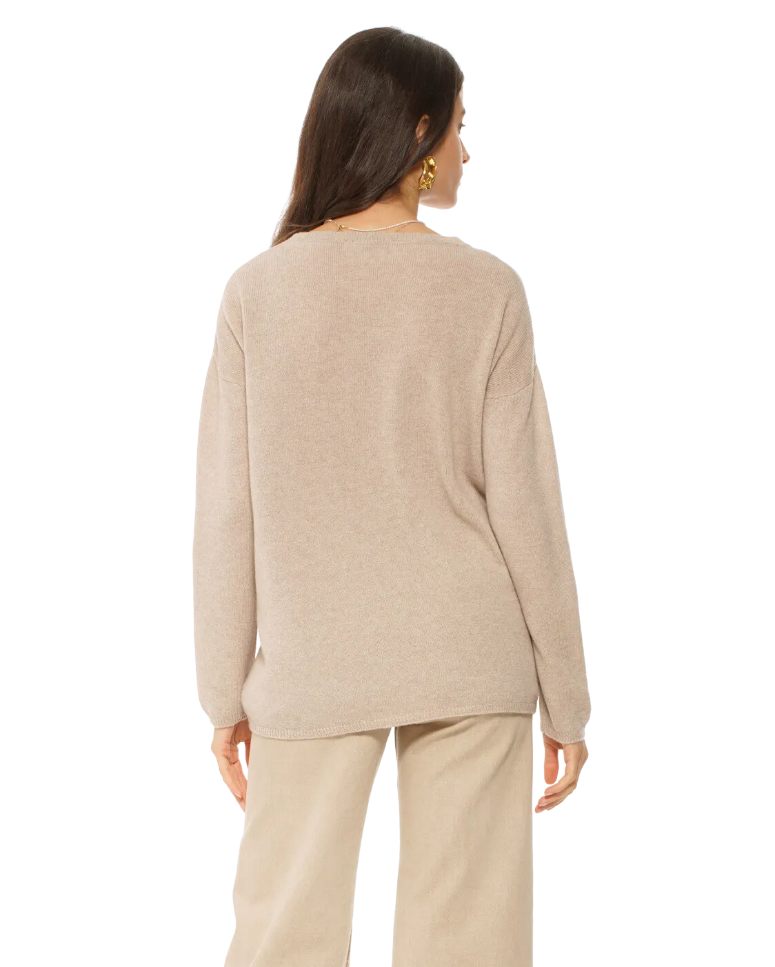 Women's Oversized Cashmere Boatneck Sweater Beige