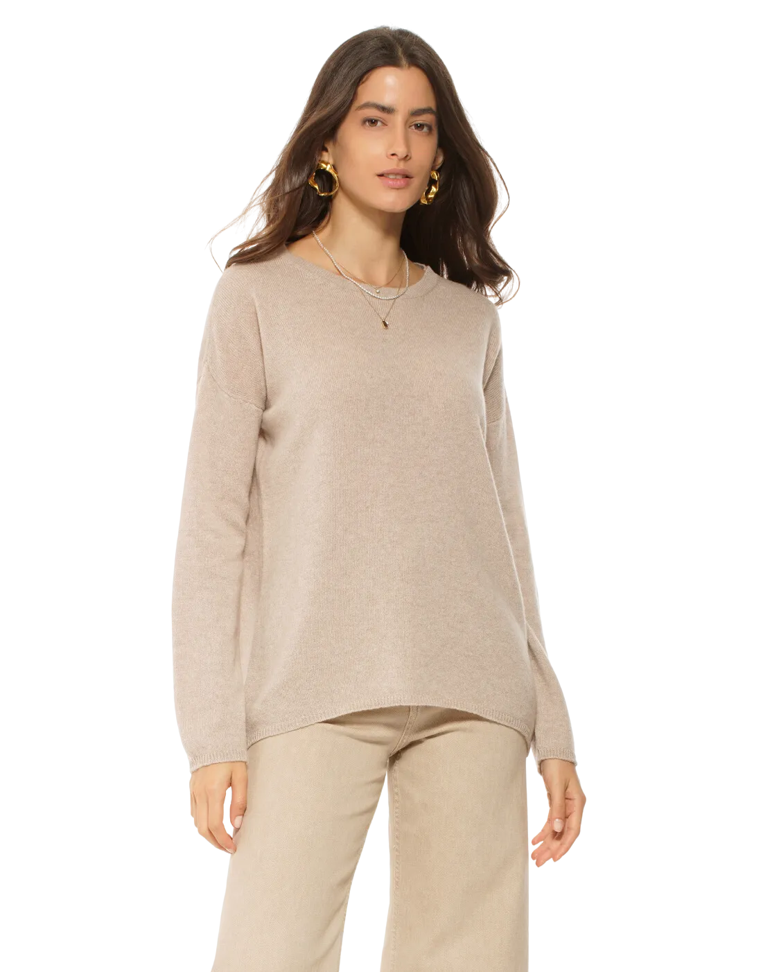 Women's Oversized Cashmere Boatneck Sweater Beige