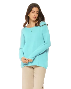 Women's Oversized Cashmere Boatneck Sweater Cyan