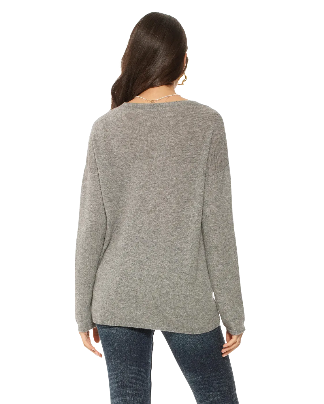 Women's Oversized Cashmere Boatneck Sweater Medium Grey