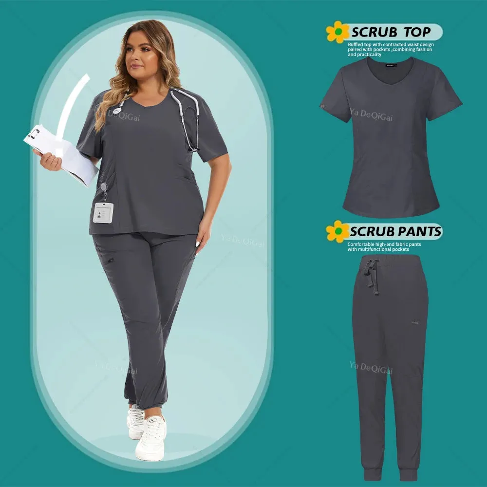 Women's Stretch Medical Scrubs Set