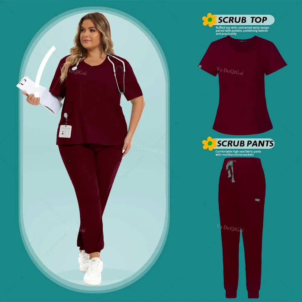 Women's Stretch Medical Scrubs Set