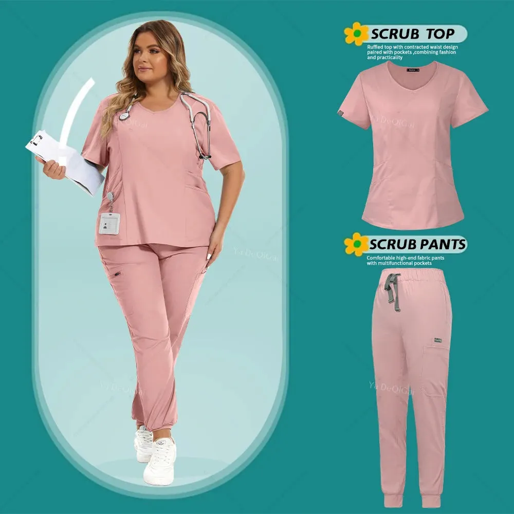 Women's Stretch Medical Scrubs Set