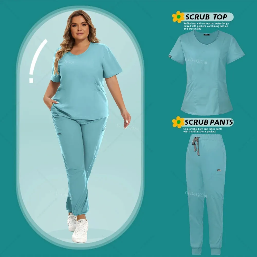 Women's Stretch Medical Scrubs Set