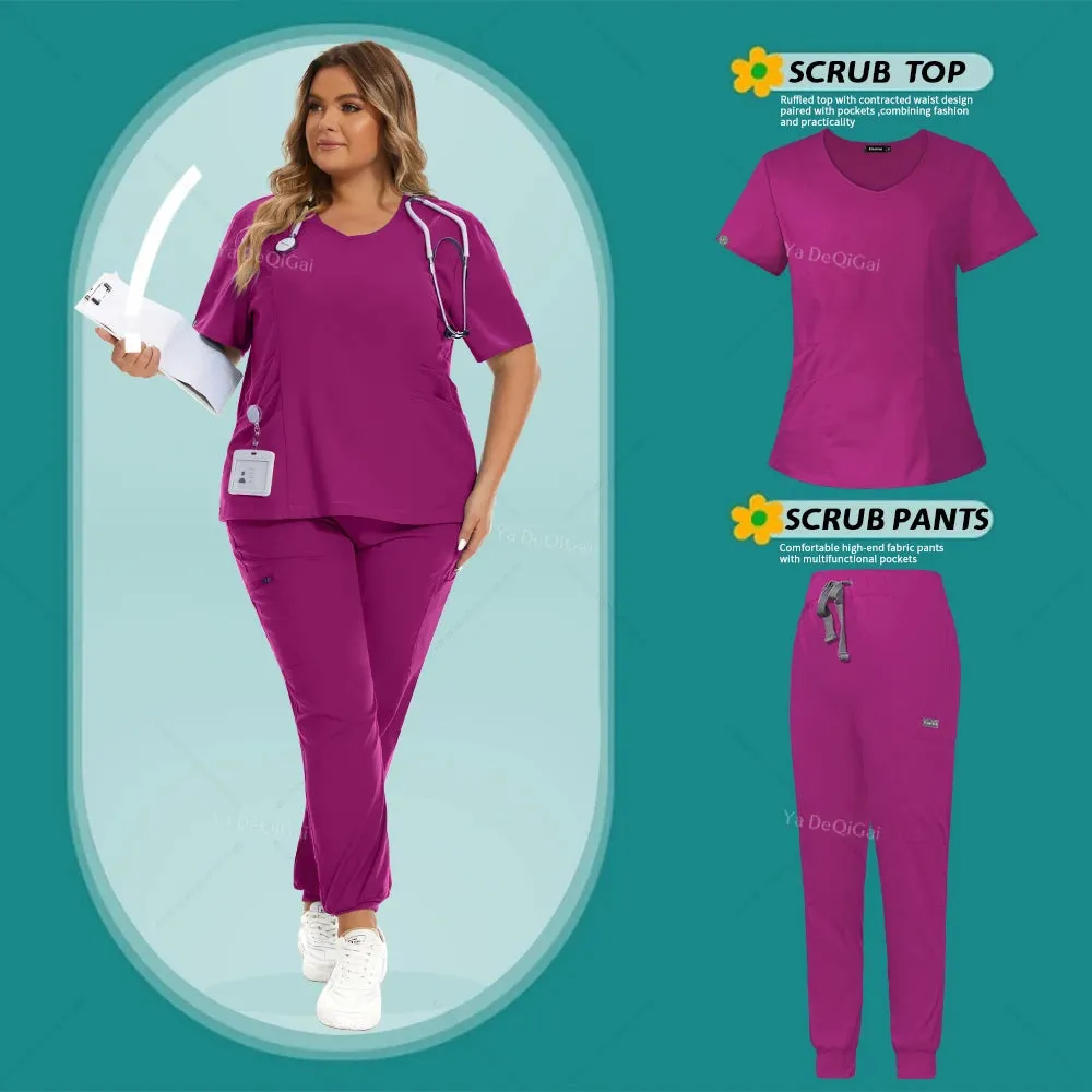 Women's Stretch Medical Scrubs Set