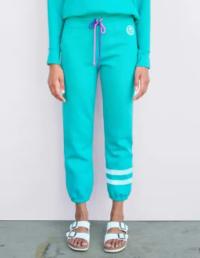 WOMEN'S STRIPES LOGO JOGGER IN TEAL