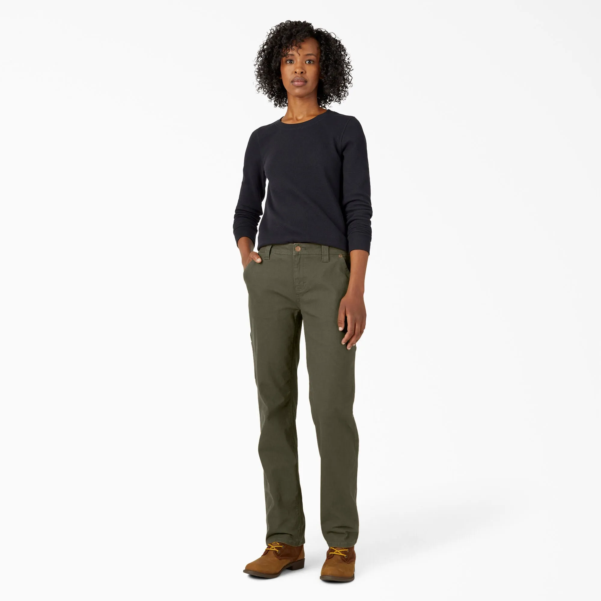 Work Pants - Dickies Women's FLEX Relaxed Straight Fit Duck Carpenter Pants, FD2700