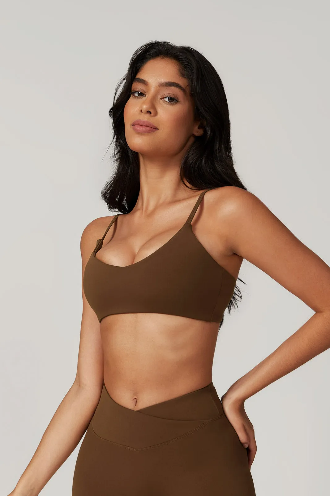 Zoe Sports Bra & Leggings Set - Brown